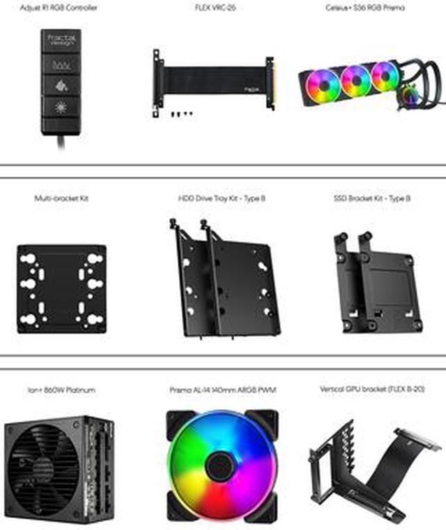 Alt view image 20 of 20 - Fractal Design Meshify 2 Black ATX Flexible Light Tinted Tempered Glass Window Mid Tower Computer Case