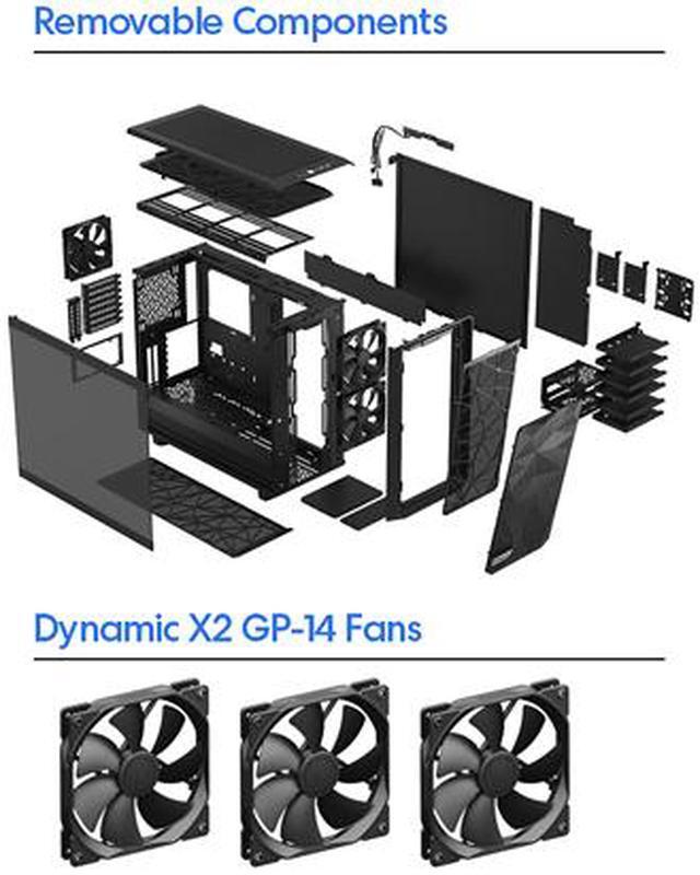 Alt view image 19 of 20 - Fractal Design Meshify 2 Black ATX Flexible Light Tinted Tempered Glass Window Mid Tower Computer Case