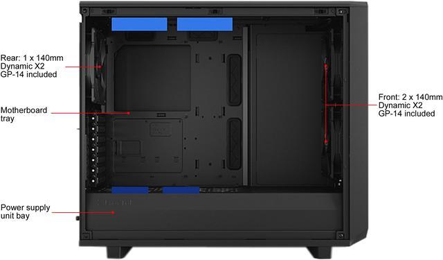 Alt view image 5 of 20 - Fractal Design Meshify 2 Black ATX Flexible Light Tinted Tempered Glass Window Mid Tower Computer Case