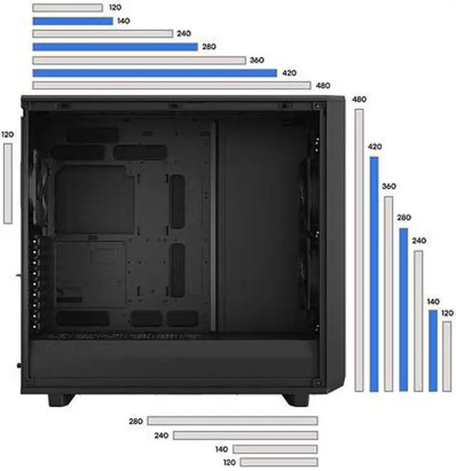 Alt view image 5 of 16 - Fractal Design Meshify 2 XL Black ATX Flexible Dark Tinted Tempered Glass Window Full Tower Computer Case