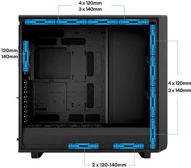 Alt view image 6 of 16 - Fractal Design Meshify 2 XL Black ATX Flexible Dark Tinted Tempered Glass Window Full Tower Computer Case