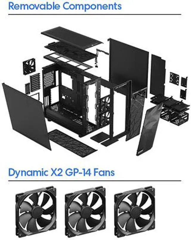 Alt view image 14 of 16 - Fractal Design Meshify 2 XL Black ATX Flexible Dark Tinted Tempered Glass Window Full Tower Computer Case