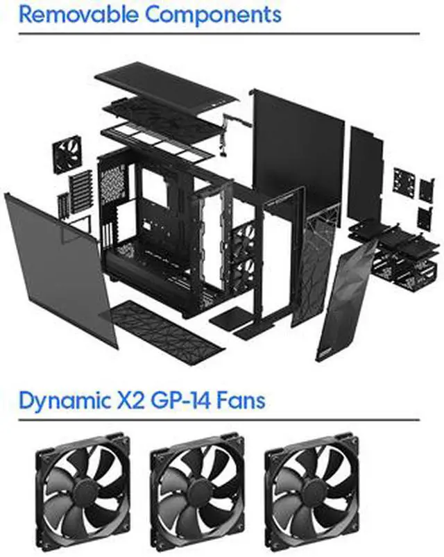 Alt view image 14 of 15 - Fractal Design Meshify 2 XL Black ATX Flexible Light Tinted Tempered Glass Window Full Tower Computer Case