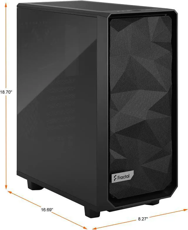 Alt view image 12 of 18 - Fractal Design Meshify 2 Compact Black ATX Flexible High-Airflow Dark Tinted Tempered Glass Window Mid Tower Computer Case