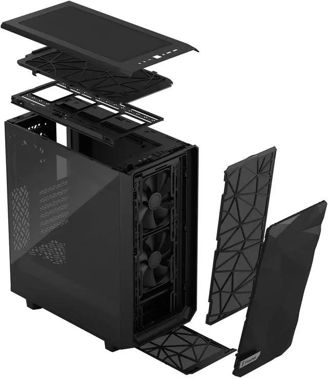 Alt view image 15 of 18 - Fractal Design Meshify 2 Compact Black ATX Flexible High-Airflow Light Tinted Tempered Glass Window Mid Tower Computer Case