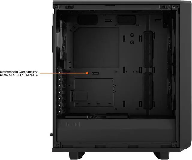 Alt view image 13 of 18 - Fractal Design Meshify 2 Compact Black ATX Flexible High-Airflow Light Tinted Tempered Glass Window Mid Tower Computer Case