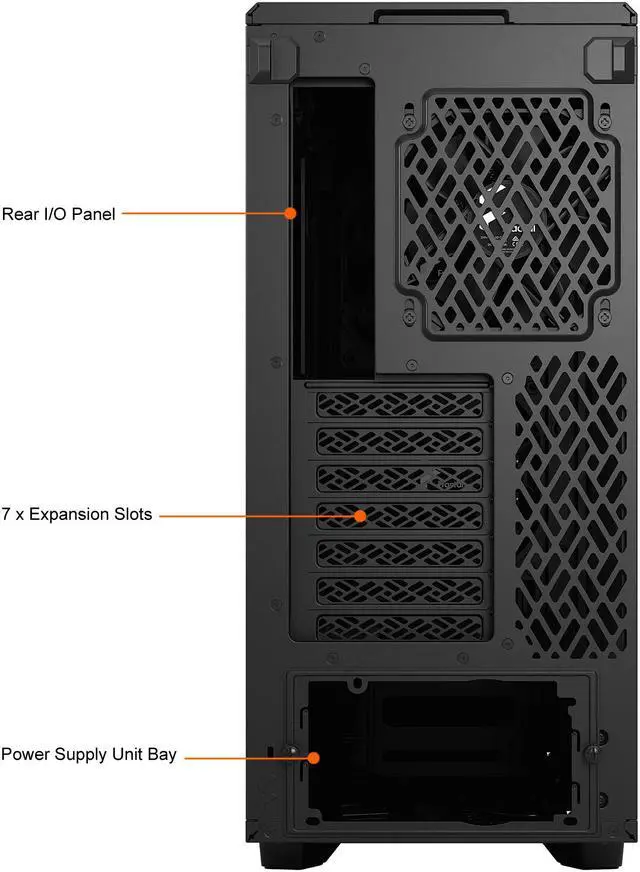 Alt view image 18 of 18 - Fractal Design Meshify 2 Compact Black ATX Flexible High-Airflow Light Tinted Tempered Glass Window Mid Tower Computer Case