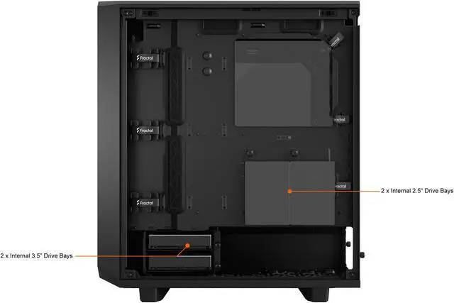 Alt view image 9 of 18 - Fractal Design Meshify 2 Compact Black ATX Flexible High-Airflow Light Tinted Tempered Glass Window Mid Tower Computer Case