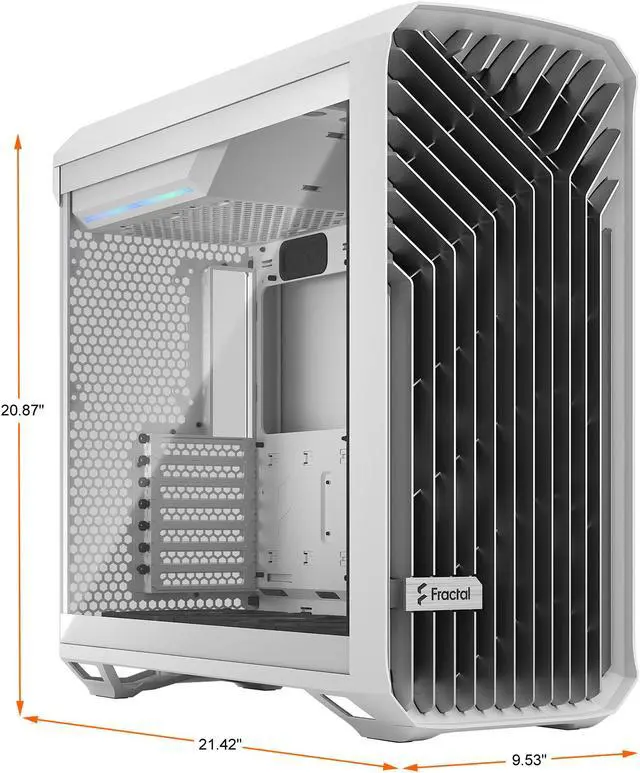Alt view image 3 of 20 - Fractal Design Torrent White E-ATX Tempered Glass Window High-Airflow Mid Tower Computer Case