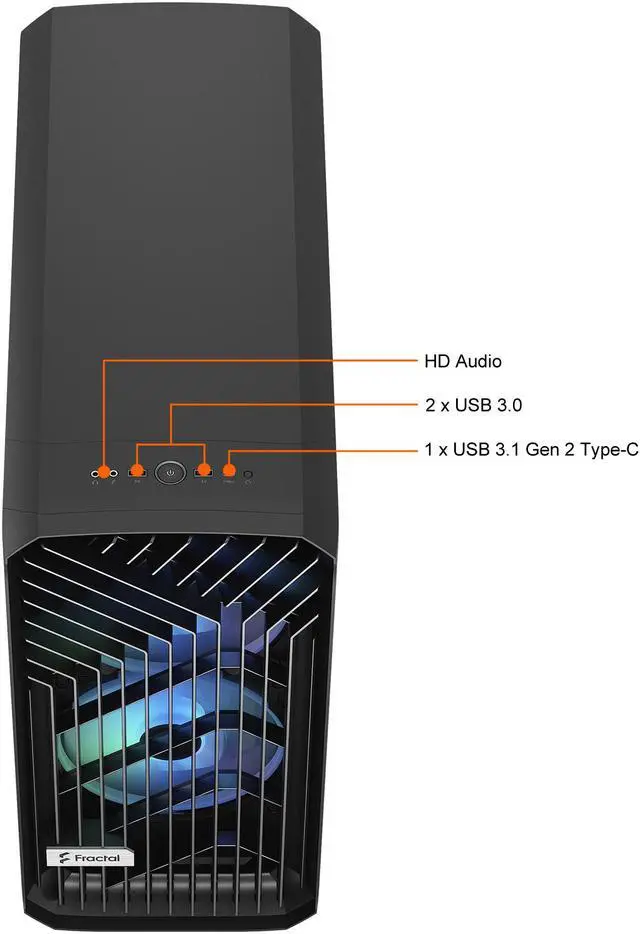 Alt view image 6 of 20 - Fractal Design Torrent RGB Black E-ATX Tempered Glass Window High-Airflow Mid Tower Computer Case