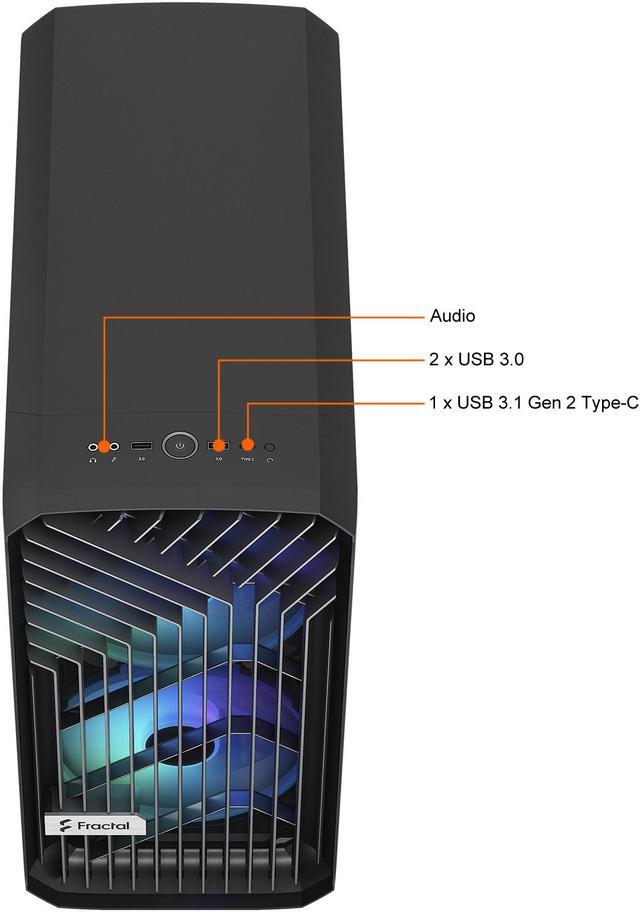 Alt view image 5 of 20 - Fractal Design Torrent Compact RGB Black TG Light Tempered Glass High-Airflow ATX Computer Case