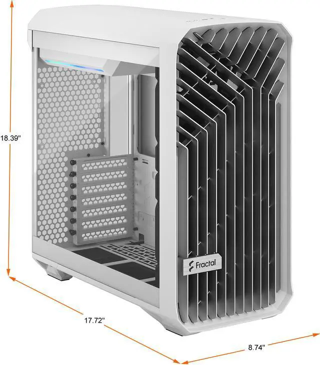 Alt view image 2 of 19 - Fractal Design Torrent Compact White Steel / Tempered Glass ATX Mid Tower Computer Case ATX Power Supply