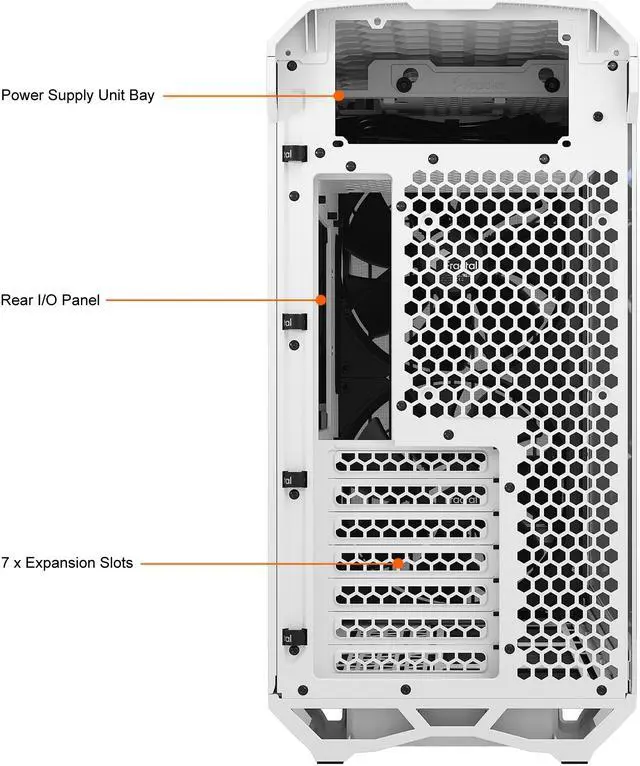 Alt view image 19 of 19 - Fractal Design Torrent Compact White Steel / Tempered Glass ATX Mid Tower Computer Case ATX Power Supply