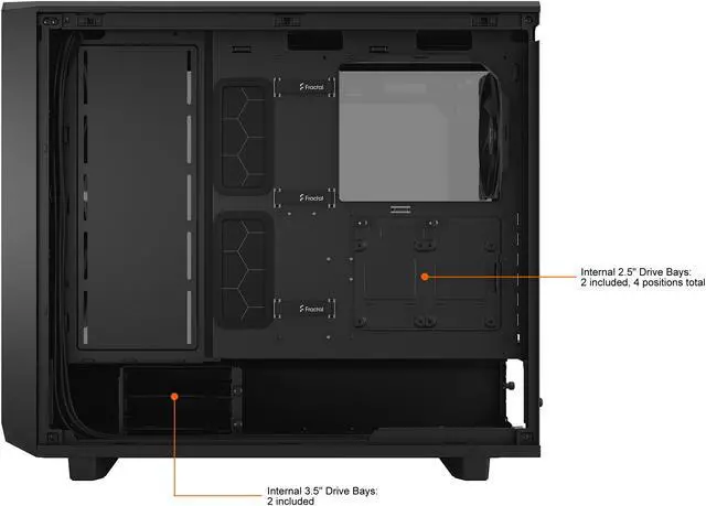 Alt view image 11 of 17 - Fractal Design Meshify 2 Lite Black TG Light Tinted Tempered Glass Window ATX Mid Tower Computer Case