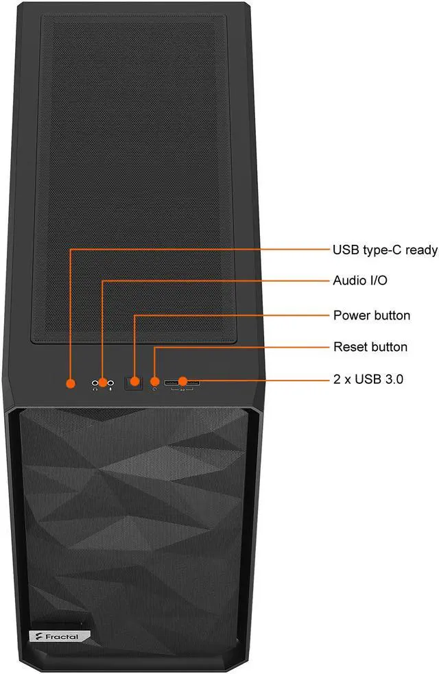 Alt view image 4 of 17 - Fractal Design Meshify 2 Lite Black TG Light Tinted Tempered Glass Window ATX Mid Tower Computer Case