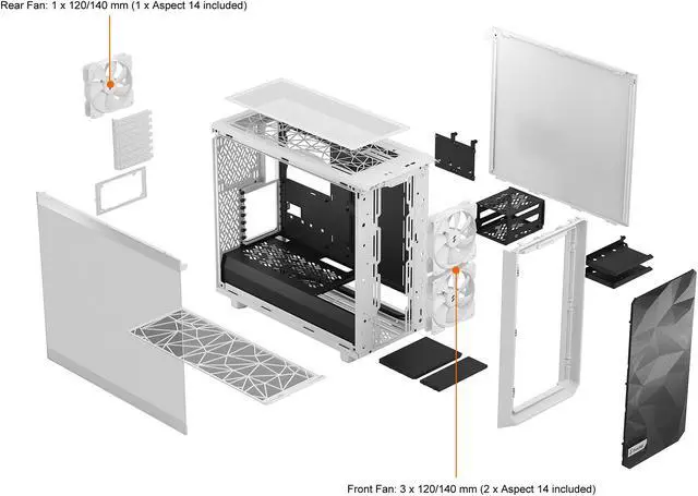 Alt view image 14 of 17 - Fractal Design Meshify 2 Lite White TG Clear Tinted Tempered Glass Window ATX Mid Tower Computer Case