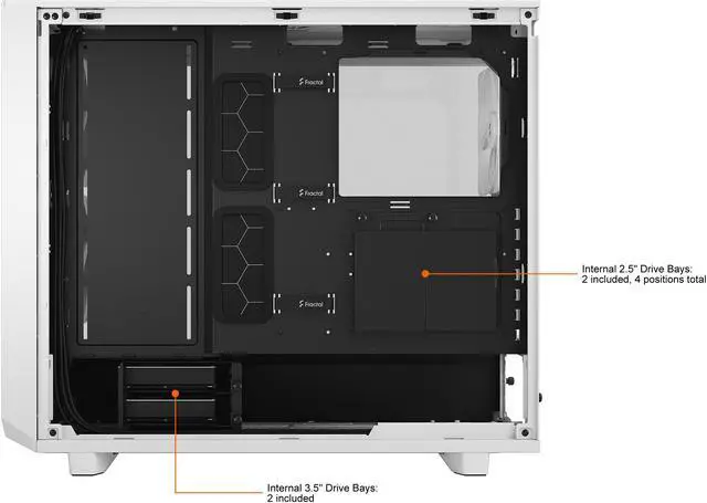 Alt view image 11 of 17 - Fractal Design Meshify 2 Lite White TG Clear Tinted Tempered Glass Window ATX Mid Tower Computer Case