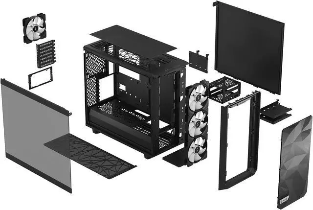 Alt view image 11 of 13 - Fractal Design Meshify 2 Lite RGB Black ATX Flexible Light Tinted Tempered Glass Window Mid Tower Computer Case