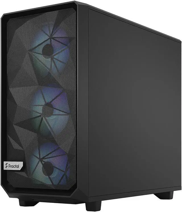 Alt view image 3 of 13 - Fractal Design Meshify 2 Lite RGB Black ATX Flexible Light Tinted Tempered Glass Window Mid Tower Computer Case