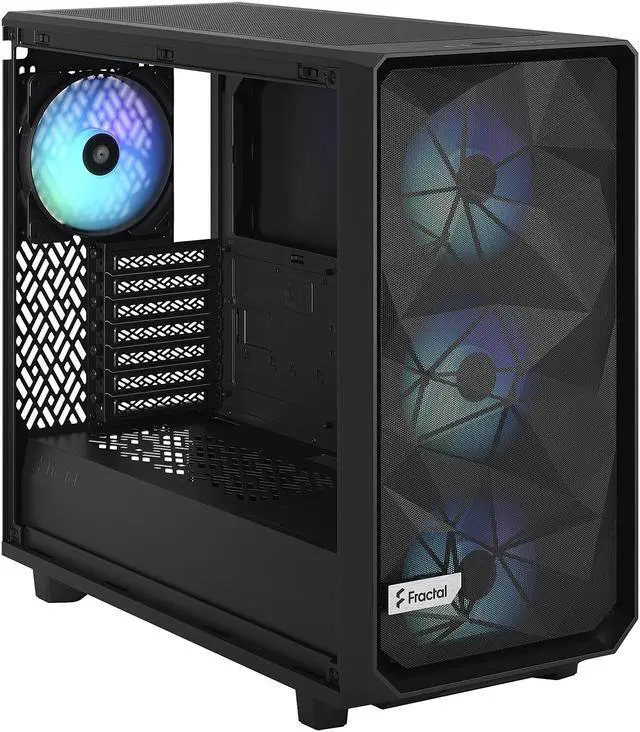 Alt view image 5 of 13 - Fractal Design Meshify 2 Lite RGB Black ATX Flexible Light Tinted Tempered Glass Window Mid Tower Computer Case