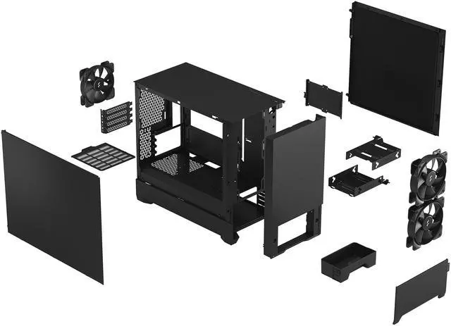 Alt view image 13 of 12 - Fractal Design Pop Mini Silent Black mATX Sound Damped Solid Panel Tower Computer Case