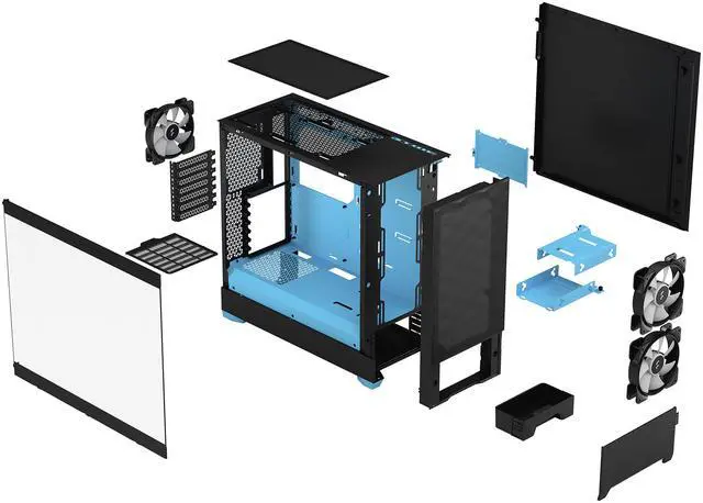 Alt view image 13 of 12 - Fractal Design Pop Air RGB Black Cyan Core TG ATX High-Airflow Clear Tempered Glass Window Mid Tower Computer Case