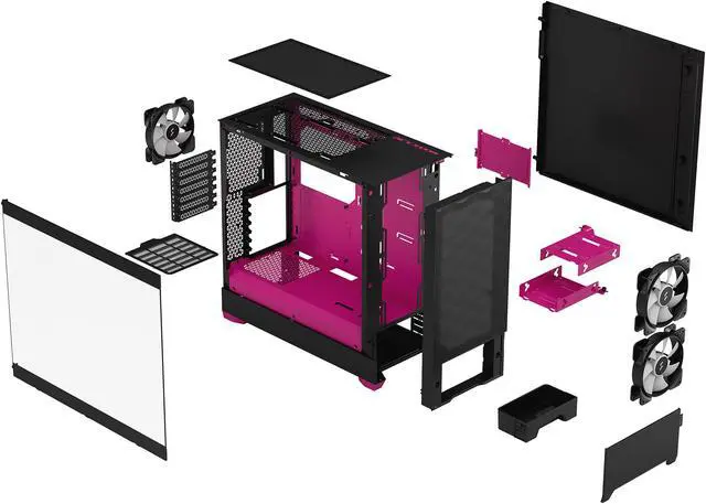 Alt view image 5 of 12 - Fractal Design Pop Air RGB Black Magenta Core TG ATX High-Airflow Clear Tempered Glass Window Mid Tower Computer Case