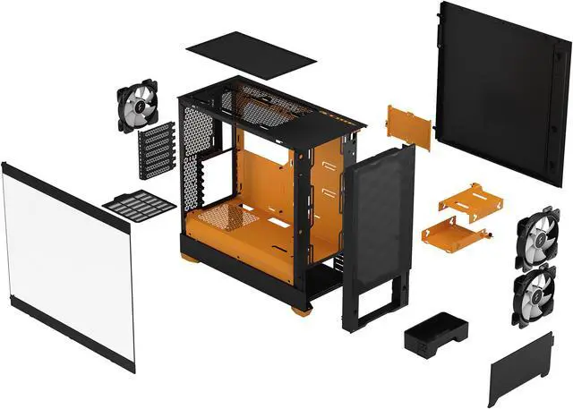Alt view image 4 of 12 - Fractal Design Pop Air RGB Black Orange Core TG ATX High-Airflow Clear Tempered Glass Window Mid Tower Computer Case