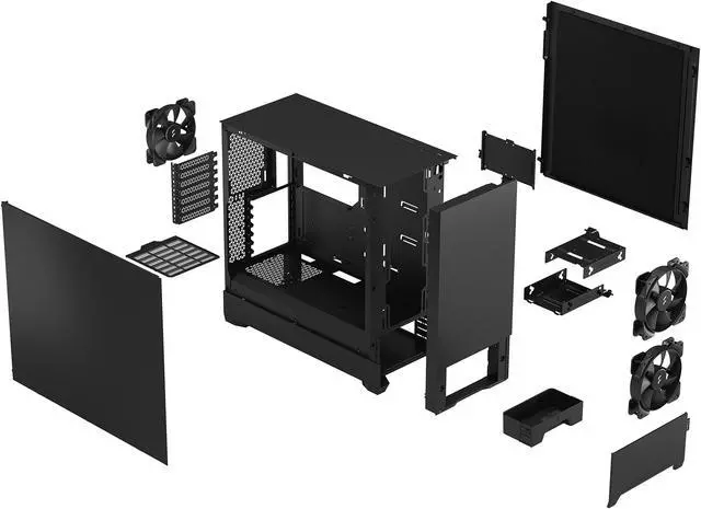 Alt view image 4 of 12 - Fractal Design Pop Silent Black ATX Sound Damped Solid Panel Mid Tower Computer Case