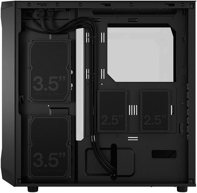 Alt view image 8 of 12 - Fractal Design Focus 2 Black ATX mATX Mini ITX Clear Tinted Tempered Glass Mid Tower Computer Case