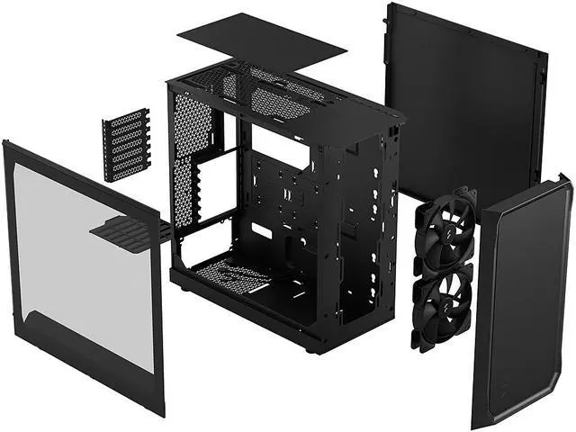 Alt view image 12 of 12 - Fractal Design Focus 2 Black ATX mATX Mini ITX Clear Tinted Tempered Glass Mid Tower Computer Case