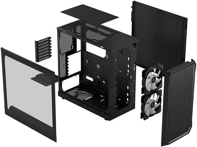Alt view image 13 of 12 - Fractal Design Focus 2 RGB Black ATX mATX Mini ITX Clear Tinted Tempered Glass Mid Tower Computer Case
