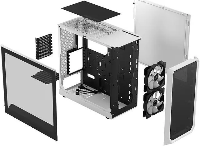 Alt view image 13 of 12 - Fractal Design Focus 2 RGB White ATX mATX Mini ITX Clear Tinted Tempered Glass Mid Tower Computer Case
