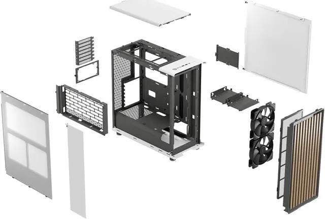 Alt view image 18 of 20 - Fractal Design North ATX mATX Mid Tower PC Case - Chalk White Chassis with Oak Front and Mesh Side Panel