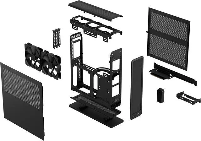 Alt view image 21 of 20 - Fractal Design Ridge Black Mini-ITX Slim Small Form Factor Console PC Case with PCIe 4.0 Riser