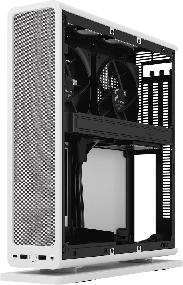 Alt view image 13 of 20 - Fractal Design Ridge White Mini-ITX Slim Small Form Factor Console PC Case with PCIe 4.0 Riser