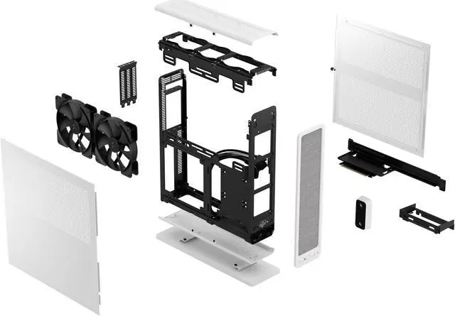 Alt view image 20 of 20 - Fractal Design Ridge White Mini-ITX Slim Small Form Factor Console PC Case with PCIe 4.0 Riser