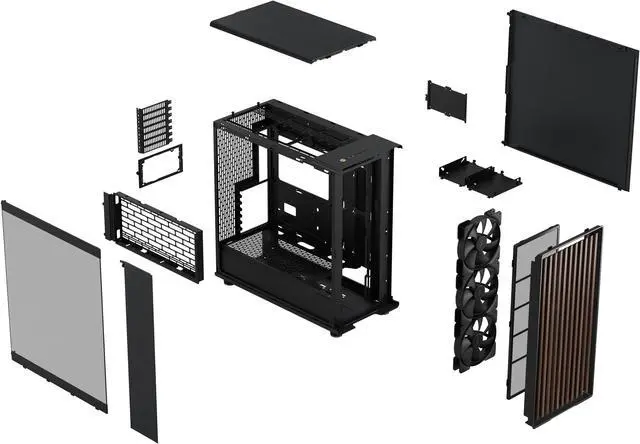 Alt view image 21 of 20 - Fractal Design North XL ATX mATX Full Tower PC Case - Charcoal Black Chassis with Walnut Front and Dark Tinted TG Side Panel - FD-C-NOR1X-02