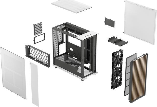 Alt view image 21 of 20 - Fractal Design North XL ATX mATX Mid Tower PC Case - Chalk White Chassis with Oak Front and Mesh Side Panel - FD-C-NOR1X-03