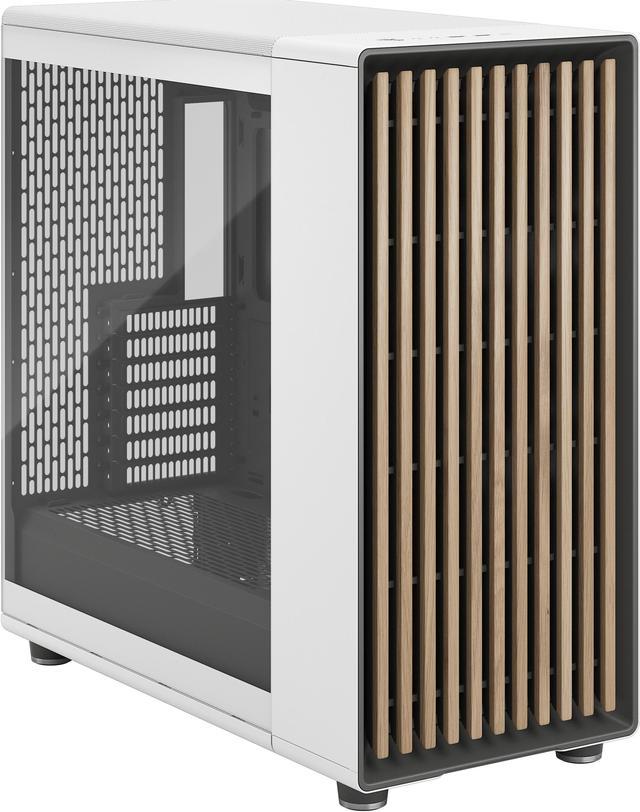 Fractal Design North XL ATX mATX Mid Tower PC Case - Chalk White Chassis  with Oak Front and Clear TG Side Panel - FD-C-NOR1X-04