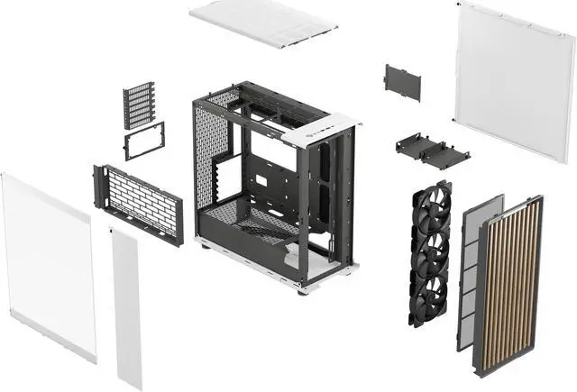 Alt view image 21 of 20 - Fractal Design North XL ATX mATX Mid Tower PC Case - Chalk White Chassis with Oak Front and Clear TG Side Panel - FD-C-NOR1X-04