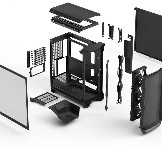 Alt view image 16 of 16 - Fractal Design Meshify 3 ATX mATX Mid Tower PC Case - Black Chassis with Light Tinted TG Side Panel