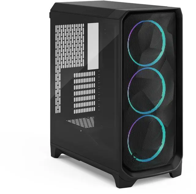 Alt view image 11 of 17 - Fractal Design Meshify 3 RGB ATX mATX Mid Tower PC Case - Black Chassis with Light Tinted TG Side Panel