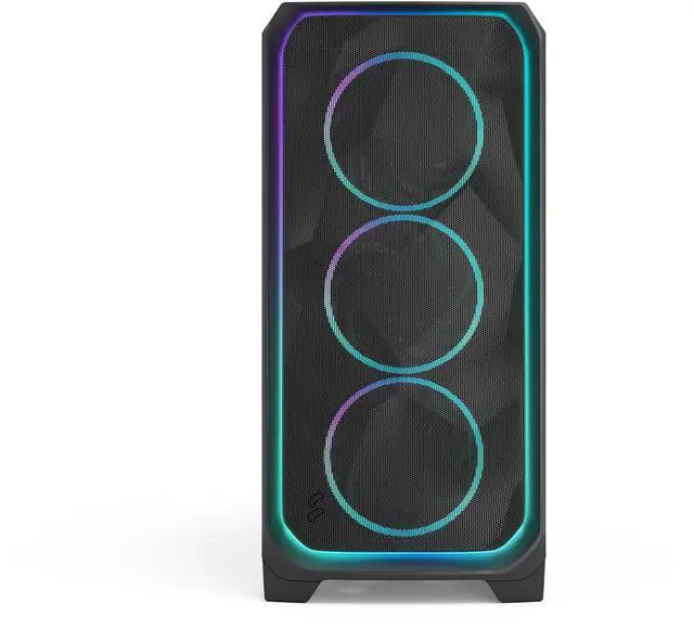 Alt view image 5 of 14 - Fractal Design Meshify 3 XL Ambience Pro RGB E-ATX Full Tower PC Case -  Black Chassis with Light Tinted TG Side Panel