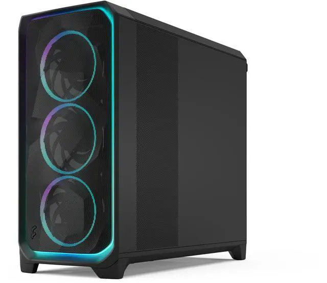 Alt view image 3 of 14 - Fractal Design Meshify 3 XL Ambience Pro RGB E-ATX Full Tower PC Case -  Black Chassis with Light Tinted TG Side Panel