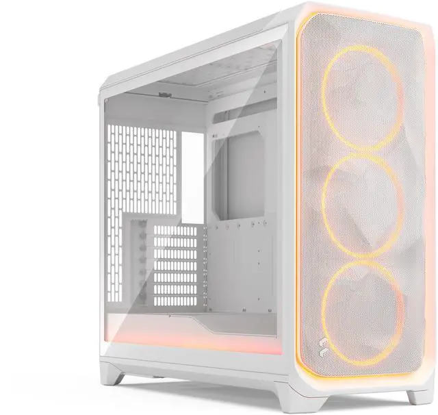 Main image of Fractal Design Meshify 3 XL Ambience Pro RGB E-ATX Full Tower PC Case -  White Chassis with Clear TG Side Panel