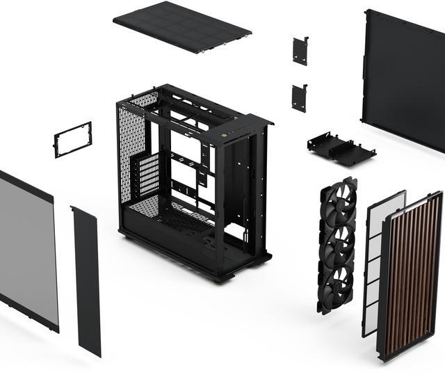 Alt view image 16 of 16 - Fractal Design North XL RC ATX mATX Full Tower PC Case for Motherboards with Rear Connectors ONLY (Standard Connection Motherboards Not Supported)- Charcoal Black Chassis with Walnut Front and Dark Tinted TG Side Panel