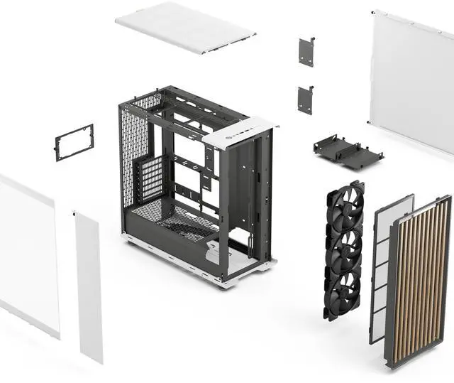 Alt view image 20 of 20 - Fractal Design North XL RC ATX mATX Full Tower PC Case for Motherboard with Rear Connectors ONLY (Standard Connection Motherboards Not Supported)- Chalk White Chassis with Oak Front and Clear TG Side Panel