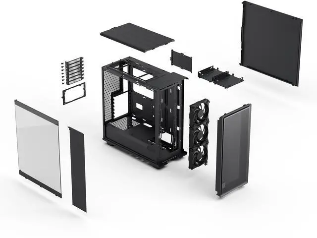 Alt view image 17 of 17 - Fractal Design Epoch FD-C-EPO1A-02 Black Steel ATX Mid Tower Cases Fractal Design Epoch Black - Tempered Glass Light Tint - High Airflow PC Gaming Case - Mesh Front Panel - Three Momentum 12 Fans Included - Spacious Interior - ATX/mATX/ITX