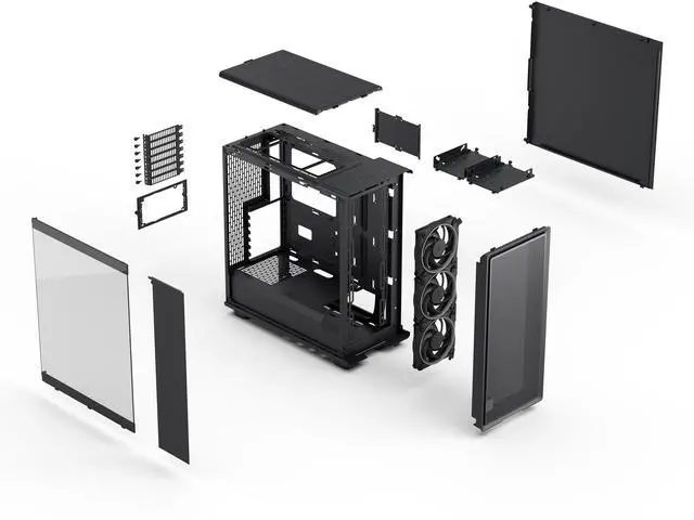Alt view image 17 of 17 - Fractal Design Epoch Black RGB - Tempered Glass Light Tint- High Airflow PC Gaming Case - Mesh Front Panel - Three Momentum 12 RGB Fans Included - Spacious Interior - ATX/mATX/ITX Support